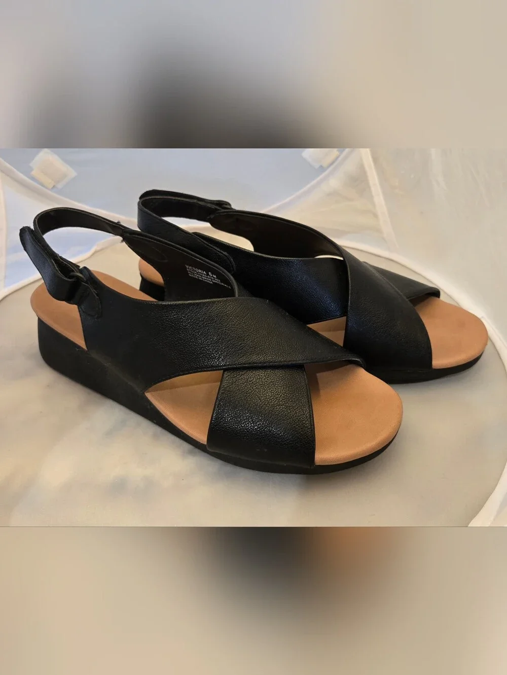 BareTraps Black Velcro Slingback Sandals